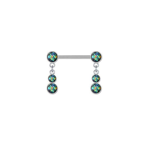 14G Nipple Rings Straight Barbells Surgical Steel Nipplerings Piercing Jewelry 14mm green Opal