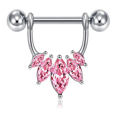 12mm 14g Shield Nipple Ring Barbell Rings Bars Body Piercing Jewelry Pink flower dangle