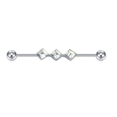 38mm Stainless Steel Industrial Barbell with diamond Piercing 14G for women men