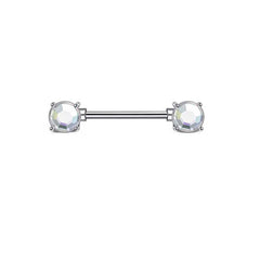 Nipple Rings Straight Barbells Stainless Steel Nipplerings 14G 16mm AB diamond