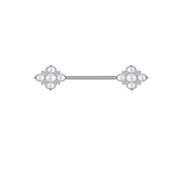 Nipple Rings Straight Barbells Surgical Steel Nipplerings Piercing Jewelry 14G 16mm Opal