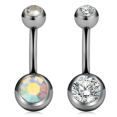 Titanium Belly Ring 14G with Crystal Navel Bar 6mm 10mm Piercing Jewellery