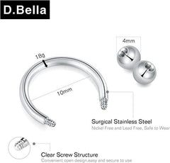 D.Bella 18G Surgical Steel Nose Septum Horseshoe Hoop