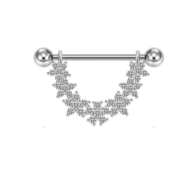 1 Pair Nipple Ring Barbell Rings Bars Body Piercing Jewelry Nipple Shield Ring Silver Rosegold flower design