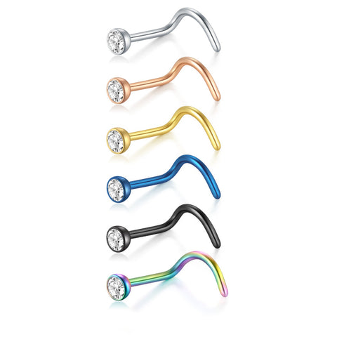 Colorful Bar Nose Screw Rings 18g 20g 22g Nose Piercing Jewelry