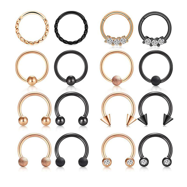 16G Stainless Steel Nose Septum Rings Horseshoe Nose Rings Earring Cartilage Helix Tragus
