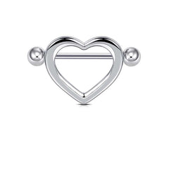 1 Pair 16mm Nipple Ring Barbell Body Piercing Jewelry Nipple Shield Ring Heart shape