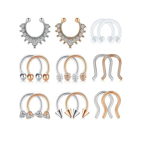 D.Bella 16G Stainless Steel Nose Septum Rings Horseshoe Nose Rings Earring Cartilage Helix Tragus