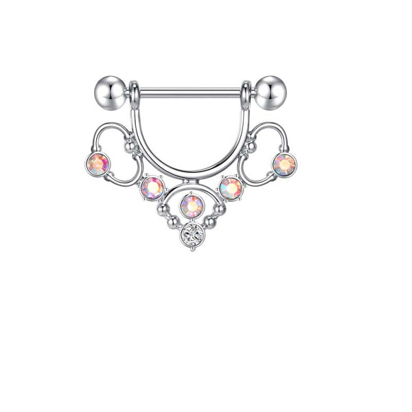 1 Pair 14G Shield Nipple Ring Barbell Rings Bars Body Piercing Jewelry AB diamond 16mm