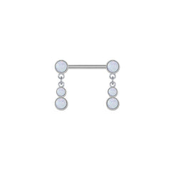 14G Nipple Rings Straight Barbells Surgical Steel Nipplerings Piercing Jewelry 14mm white Opal