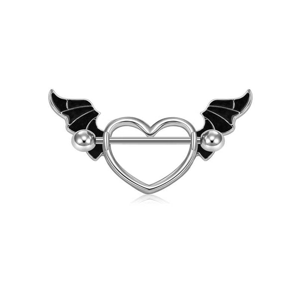 1 Pair 14g Nipple Rings Body Piercing Nipple Shield Ring Jewelry Bat wing shape 21mm