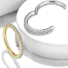 Diamond CZ Septum Clicker Segment Ring