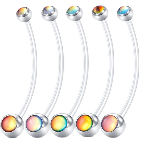 14G Double Inlaid Cat's-eye Pregnancy Belly Rings 25MM 38MM Muti-Color Available