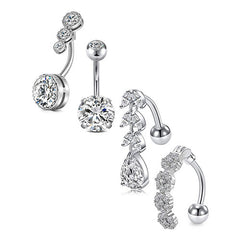 D.Bella 14G Belly Button Rings Stainless Steel Belly Rings Reverse Navel Rinetic Opal CZ Begs Synthlly Piercing Jewelry