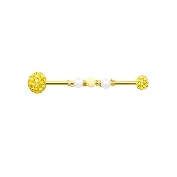 Stainless Steel Industrial Barbell Piercing 38mm 14G Yellow Industrial