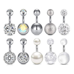 D.Bella 1/4 Inch Short Belly Button Rings 14G 6mm Stainless Steel Short Belly Navel Button Rings