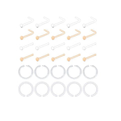 30PCS Clear Nose Rings Retainer Clear Bioflex Nose Rings Hoop