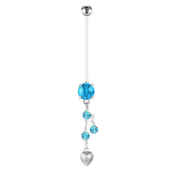 14G Blue Turquoise Cubic Zircon Pendant Acrylic Pregnancy Belly Rings 38MM Available