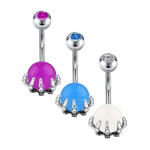 D.Bella 14G Dangle Belly Button Rings 10mm Navel Belly Rings Synthesis Opal Turquoise and Marble CZ Style