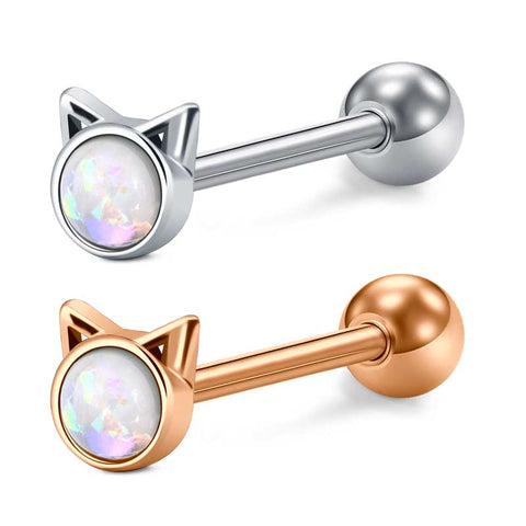 Tongue Barbell Surgical Steel Tongue Piercing Jewelry 16mm 14g Opal