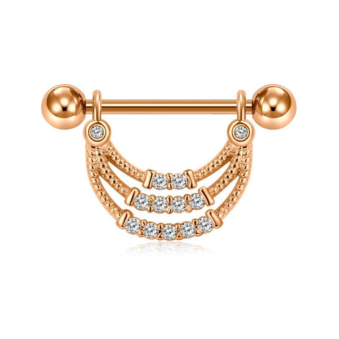 1 Pair 14mm Nipple Ring Barbell Rings Bars Body Piercing Nipple Shield Ring Jewelry Silver Rosegold