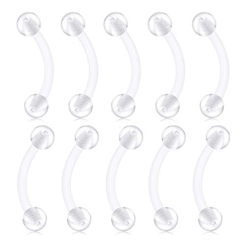 D.Bella 16G Clear Barbell Eyebrow Ring Retainer 10pcs