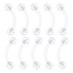 D.Bella 16G Clear Barbell Eyebrow Ring Retainer 10pcs