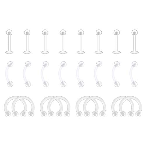 D.Bella 16G Piercing Retainers Cartilage Helix Daith Tragus Earring Retainer Clear Bioflex Nose Septum Lip Eyebrow Rings 8mm 10mm