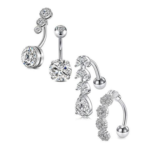 D.Bella 14G Belly Button Rings Stainless Steel Belly Rings Reverse Navel Rinetic Opal CZ Begs Synthlly Piercing Jewelry
