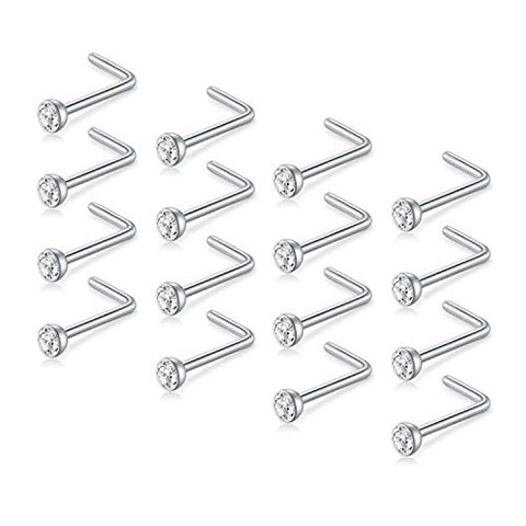 20G L Shaped Nose Stud Silver Nose Ring Bend Nose Ring
