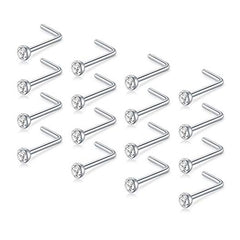 20G L Shaped Nose Stud Silver Nose Ring Bend Nose Ring