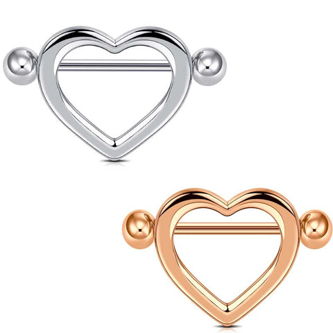 1 Pair 16mm Nipple Ring Barbell Body Piercing Jewelry Nipple Shield Ring Heart shape
