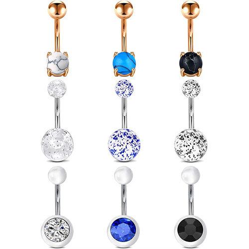 3 PCS 14G Belly Button Rings Set