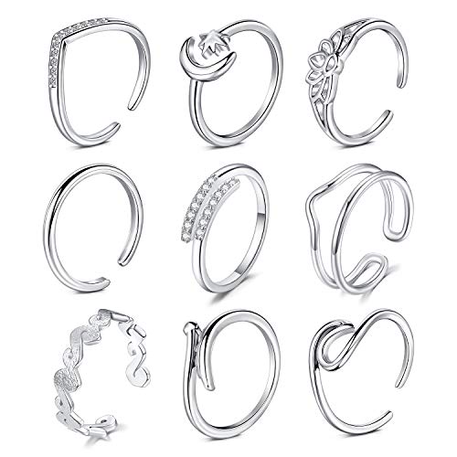 D.Bella Adjustable Toe Rings for Women Summer Beach Hypoallergenic Open Toe Ring Finger Tail Ring Set Foot Jewelry
