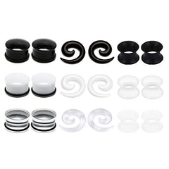 D.Bella 9 Pairs Silicone Ear Tunnel and Acrylic Spiral Snail Tapers Plugs & Acrylic Ear Plugs Stretcher Expander Kit Piercing 12mm 1/2inch