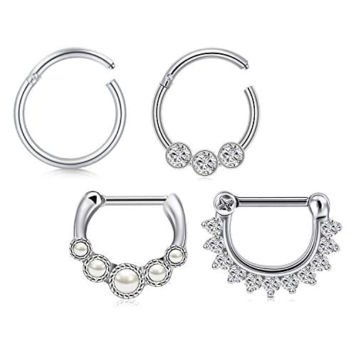 D.Bella Clicker Septum Rings 16G Surgical Steel Cartilage Helix Daith Septum Piercing Jewelry