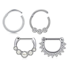 D.Bella Clicker Septum Rings 16G Surgical Steel Cartilage Helix Daith Septum Piercing Jewelry