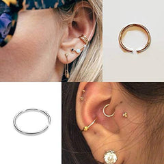 D.Bella Fake Nose Ring, 18G 18pcs Faux Piercing Jewelry 10mm Fake Nose Ring Hoop for Faux Lip Septum Nose Ring Set