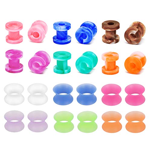 D.Bella 12pairs Silicone Ear Flexible Flesh Tunnel Expander Acrylic Ear Plugs Stretching Gauge Earlets Plug Gauges Kit 6mm