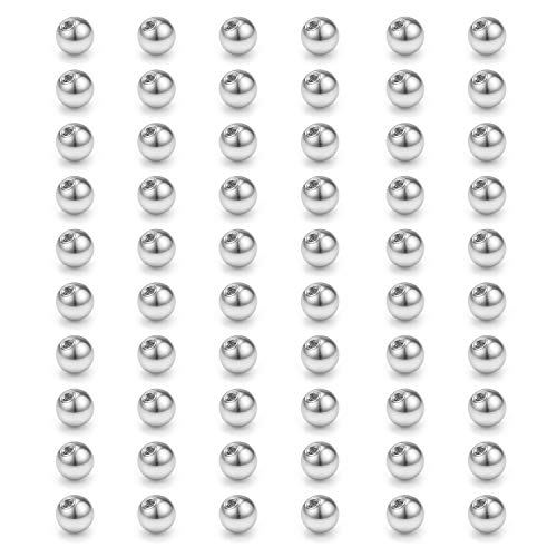 D.Bella 60pcs 16G 3mm 316L Surgical Steel Replacement Balls Body Jewelry Piercing Barbell Parts 16G 3mm Balls for Women Men