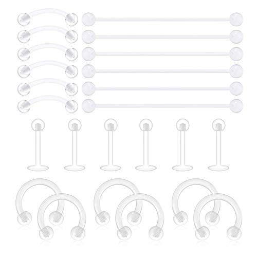 D.Bella Clear Cartilage Earring Retainer 16G 14G Piercing Retainers 24Pcs