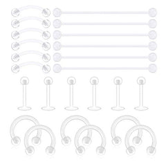 D.Bella Clear Cartilage Earring Retainer 16G 14G Piercing Retainers 24Pcs