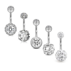 Belly Button Rings Stainless Steel 14G CZ Opal Navel Rings Barbells Women Girls Belly Piercing Jewelry