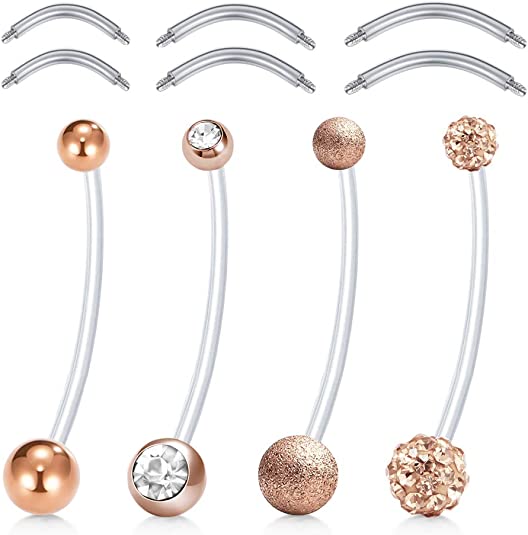 thumbnail image 2 of Abody - 10PCS Navel Belly Button Ring Pregnancy Maternity Flexible Clear Long Belly Button Rings 2 of 12