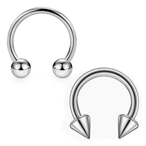 Titanium Horseshoe Nose Lip Tragus Helix Ring with Ball Spike 20G 18G 16G 14G Avaiable