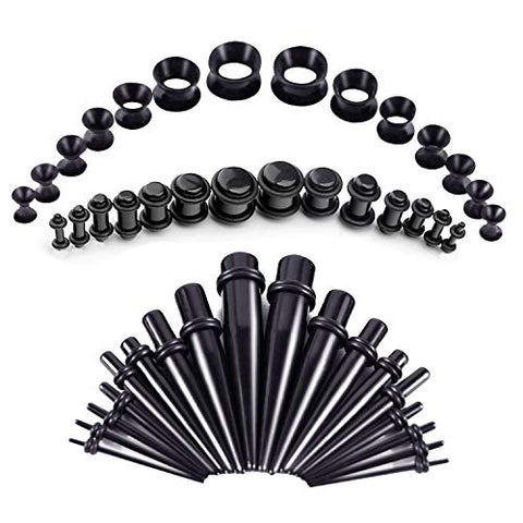 D.Bella Ear Stretching Kit 12G-00G Ear Gauges Expander Set Acrylic Tapers and Plugs & Silicone Tunnels Body Piercing Jewelry