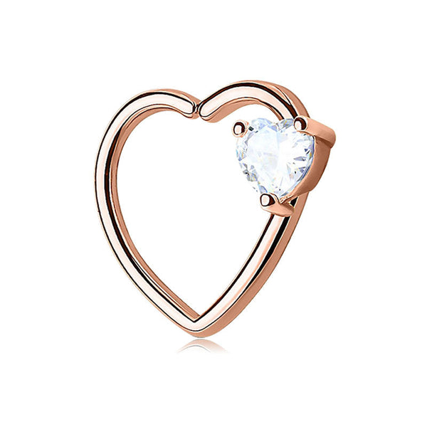 Rosegold Heart Shaped Daith Cartilage Earring Hoop Left Right 16G Piercing Ring
