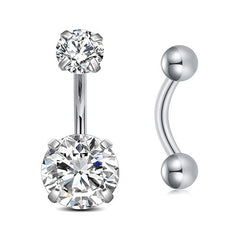 14g Belly Button Rings CZ Petite Silver