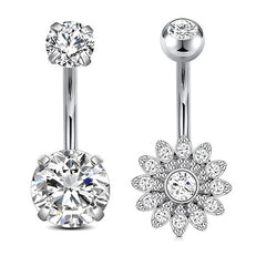 14g Belly Button Rings Surgical Steel CZ Petite Navel Ring for Women Girls