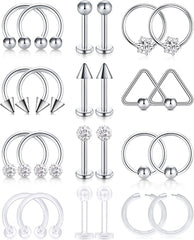 D.Bella 16g Lip Rings Cartilage Tragus Helix Earrings Studs Horseshoe Captive Bead Clicker Septum Ring Medusa Piercing Jewelry